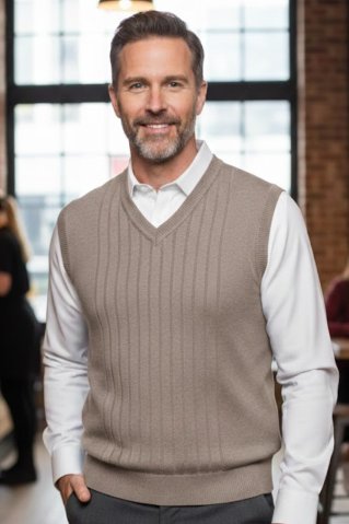 Vestă tricotată pentru bărbați GonBB beige