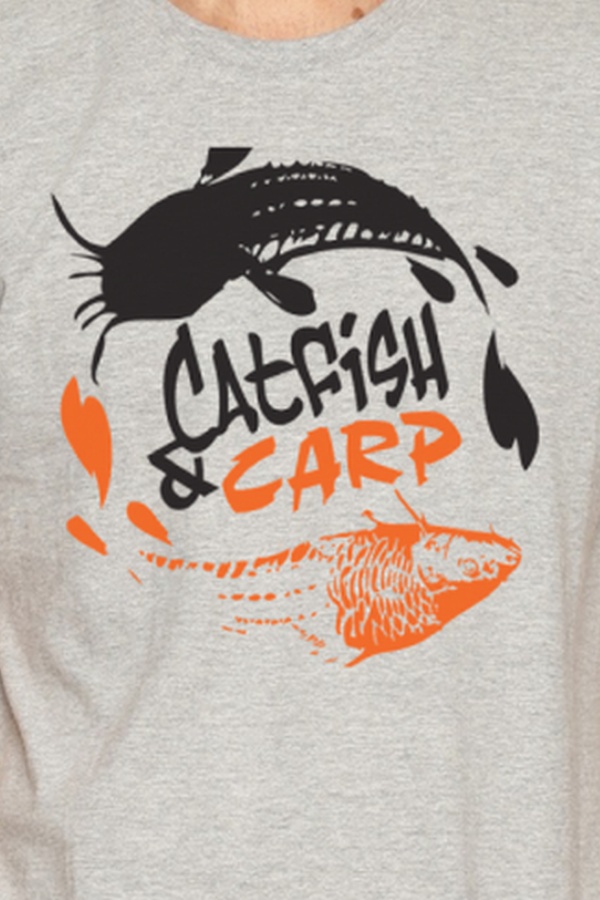 Tricou Catfishandcarp 100% bumbac gri