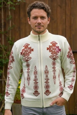Pulover nordic bărbătesc cu fermoar lung Folk-AZ