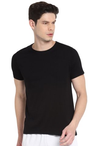 Men's T-shirt, 92% cotton – 8% elastane, black