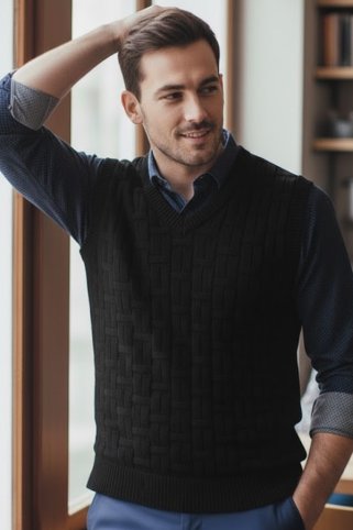 Pánska pletená vesta Otto BB čierna