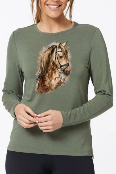 Horse2 női póló 100% pamut zöld