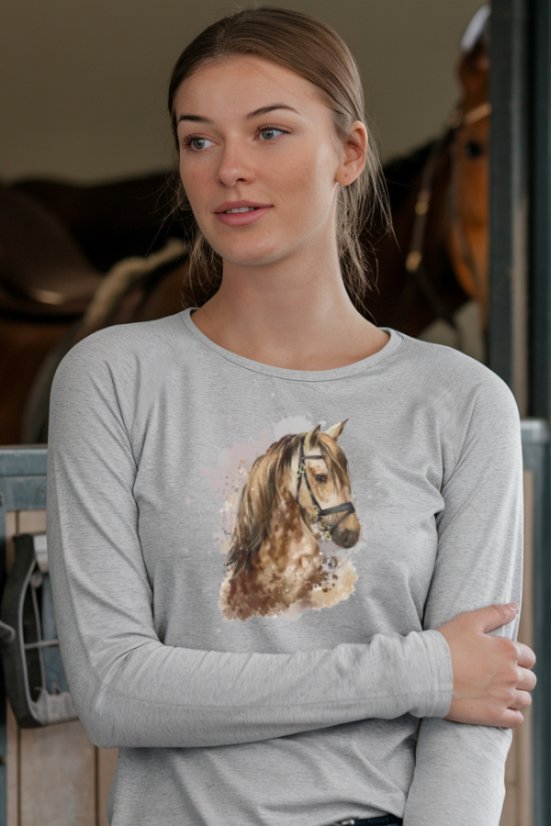 Ženska majica s motivom konja – siva