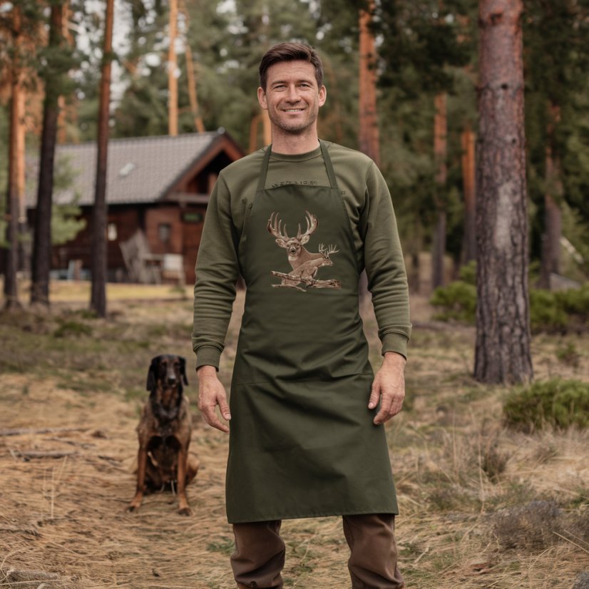 Poľovnícka zástera Deerteam – štýlový motív jeleňa
