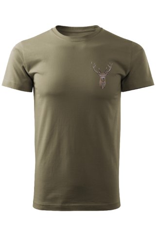 Pánske zelené poľovnícke tričko Deer4 na figuríne Pánske zelené poľovnícke tričko Deer4 na figuríne