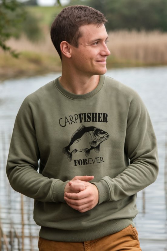 Mikina pre rybárov Carpfisher Ewident s okrúhlym golierom