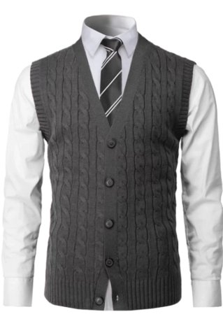 Férfi kötött gombos mellény CrimBBA grafit