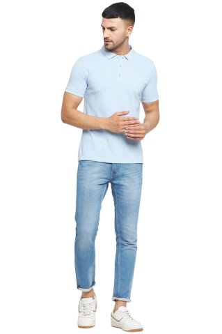 Męska jasnoniebieska koszulka polo 44254