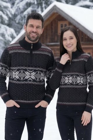 Černý pánský norský svetr Orio zips