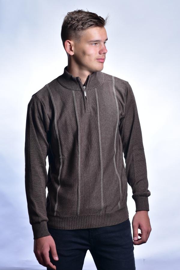 Pánsky sveter na krátky zips Nils-Z hnedá