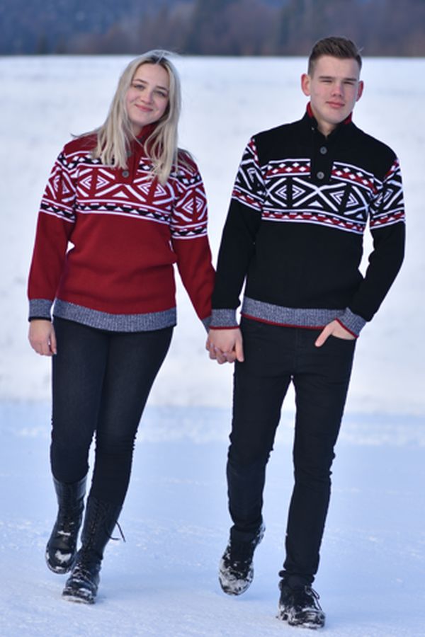 Norveški pulover z gumbi Klea bakrena
