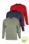 Tričko dlhý rukáv 100% bavlna, AKCIA 3ks za cenu 2ks, khaki - navy - červená