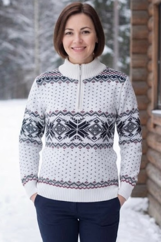 Dámský natur  svetr s norským vzorem OriaZ