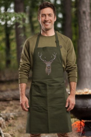 Hunting apron with dominant deer motif Ewident