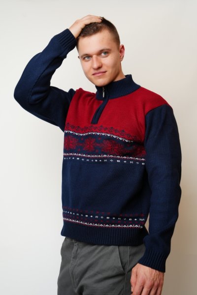 Land-Z navy norvég mintás pulóver