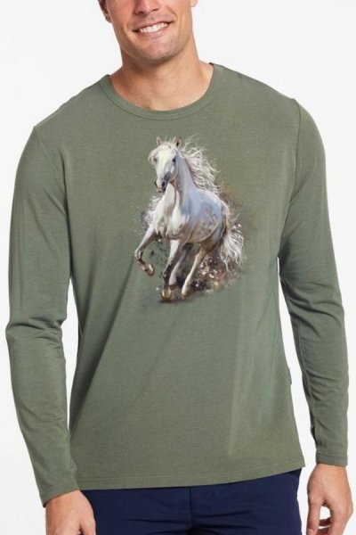 Horse2white férfi póló 100% pamut zöld