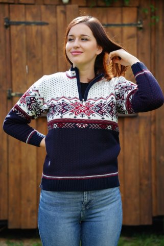 Igora-Z – dámský pletený norský svetr v modré barvě