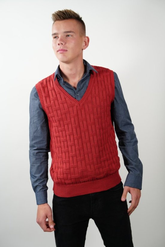 Pánska pletená vesta Otto BB tehla