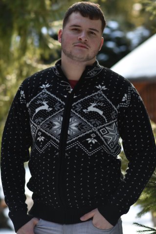 Hosszú férfi cipzáras pulóver