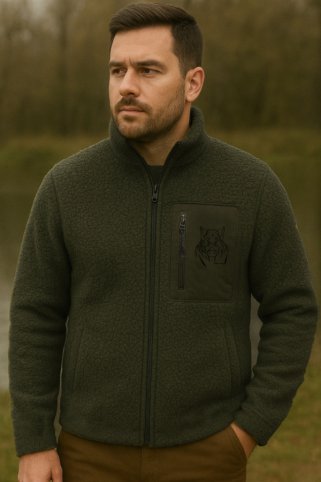 Poľovnícky sveter Ewident s potlačou diviaka – teplý a hrubý