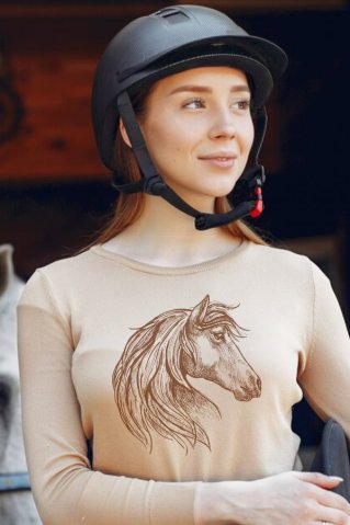 Ženska bež konjanička majica – konjska glava