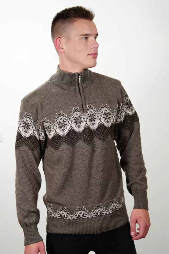 Moški pulover z norveškim vzorcem ter106