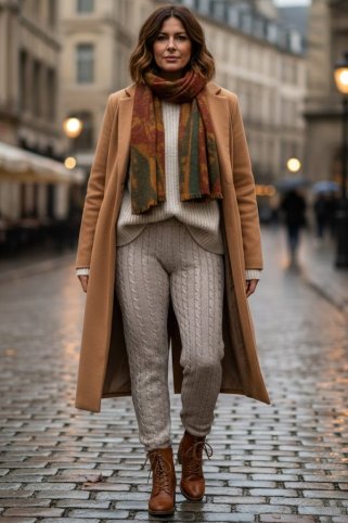 Ženske pletene pajkice z vzorcem kit – bež