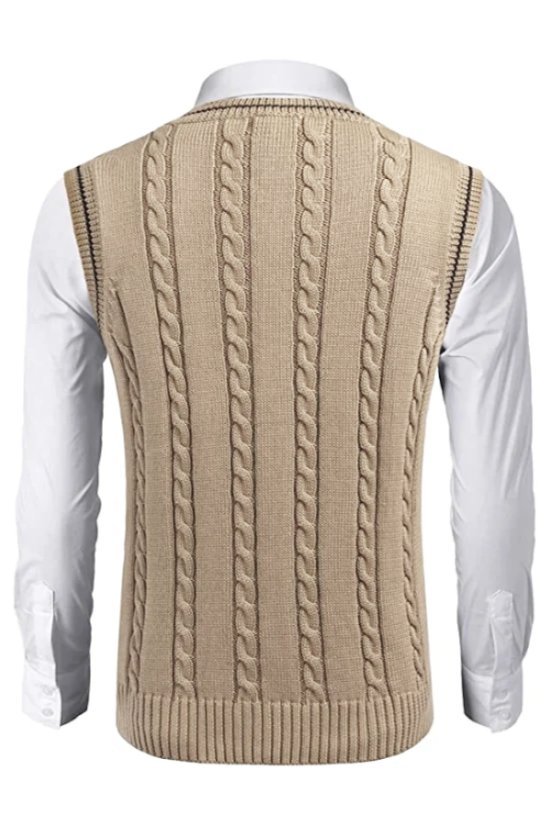 Muški bež pleteni prsluk | Ewident