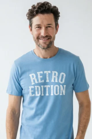 Retro kék férfi pizsama