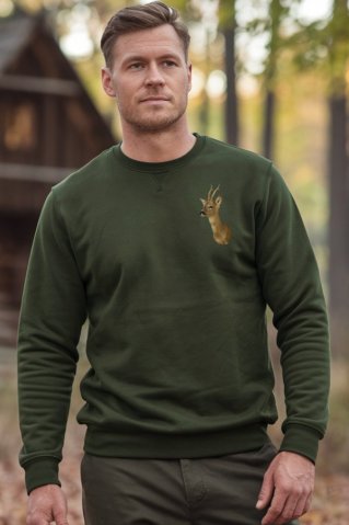 Pánska poľovnícka mikina Ewident s realistickým motívom srnca