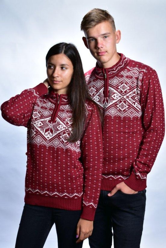 Muški norveški pleteni džemper Kemal-Z – borda