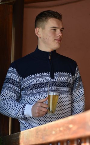 Herren Norwegerpullover Aero-Z weiß-blau