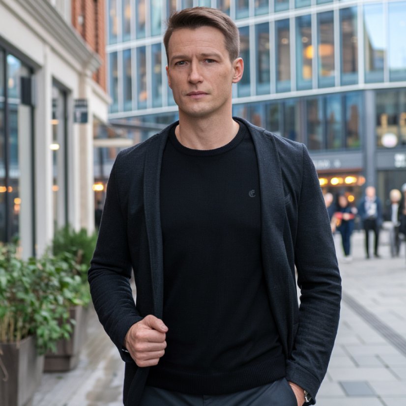 Klasični crni pulover za muškarce, 100% pamuk