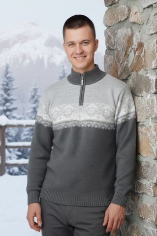 Pánský norský svetr Ignac-Z grafit