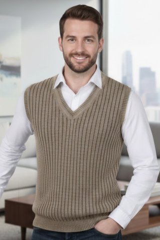 Vestă tricotată pentru bărbați Laos BB bej