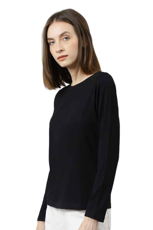 Bavlnené tričko s dlhým rukávom čierna
