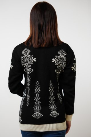 Damski czarny norweski sweter Folk-Z