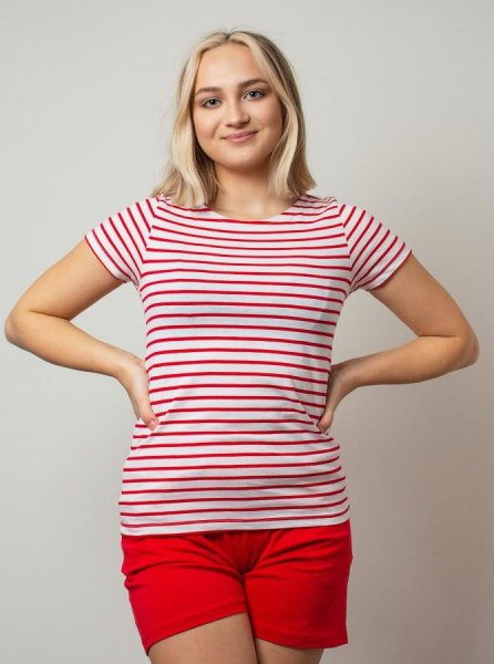 Navy női rövid pizsama piros