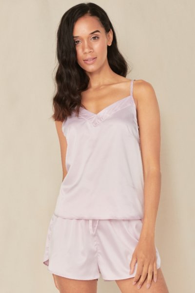 Női rózsaszín szatén pizsama 72059