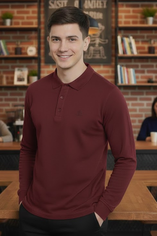 Muška polo majica dugih rukava Ewident 44256 bordo