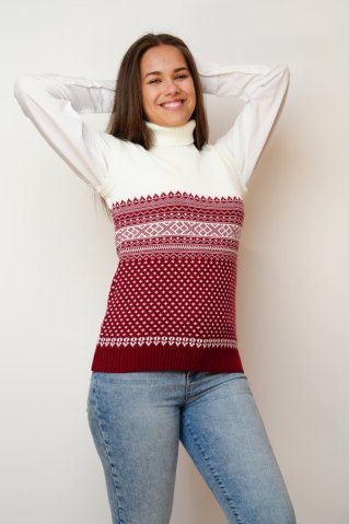 Ženski bordo pleteni norveški puli Aera-BBR
