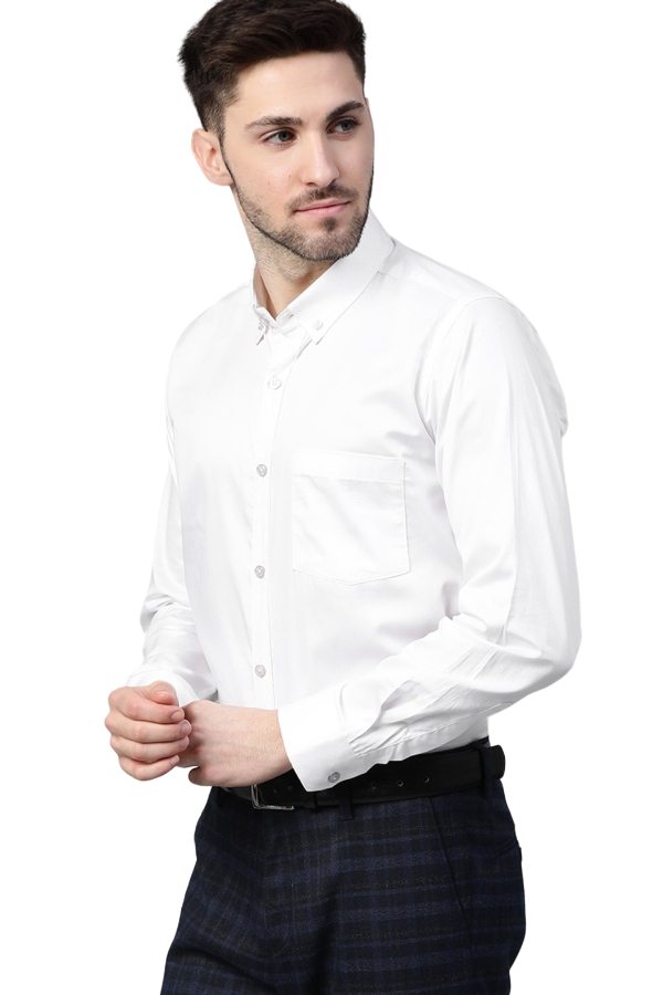 Moška srajca z dolgimi rokavi v beli barvi 00234