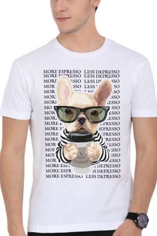 Pijamale bărbătești Espressodog – alb-negru