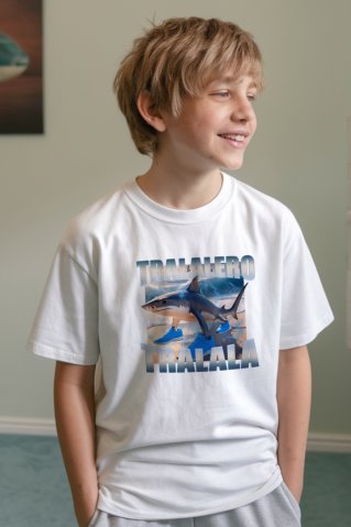 Tralalero Tralala tricou pentru copii alb