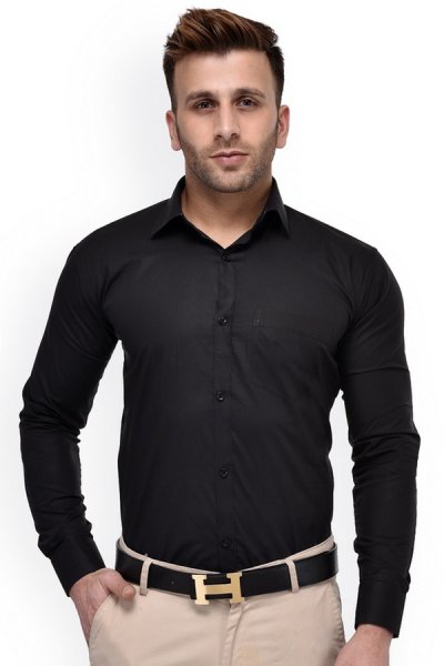Elegantna moška srajca z dolgimi rokavi v črni barvi 44545