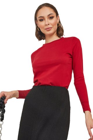 Cotton long sleeve T-shirt red