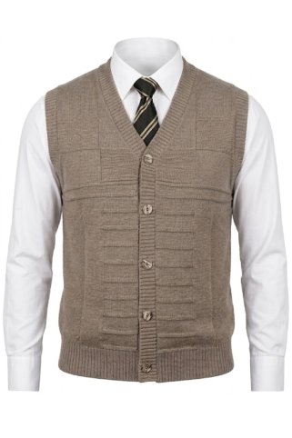 Moški brezrokavnik Ewident na gumbe – bež