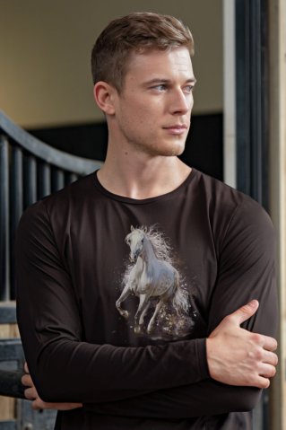 Koňské pánske tričko –hnedé