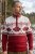 Men's sweater with maple leaf and Norwegian pattern in a red and white combination
