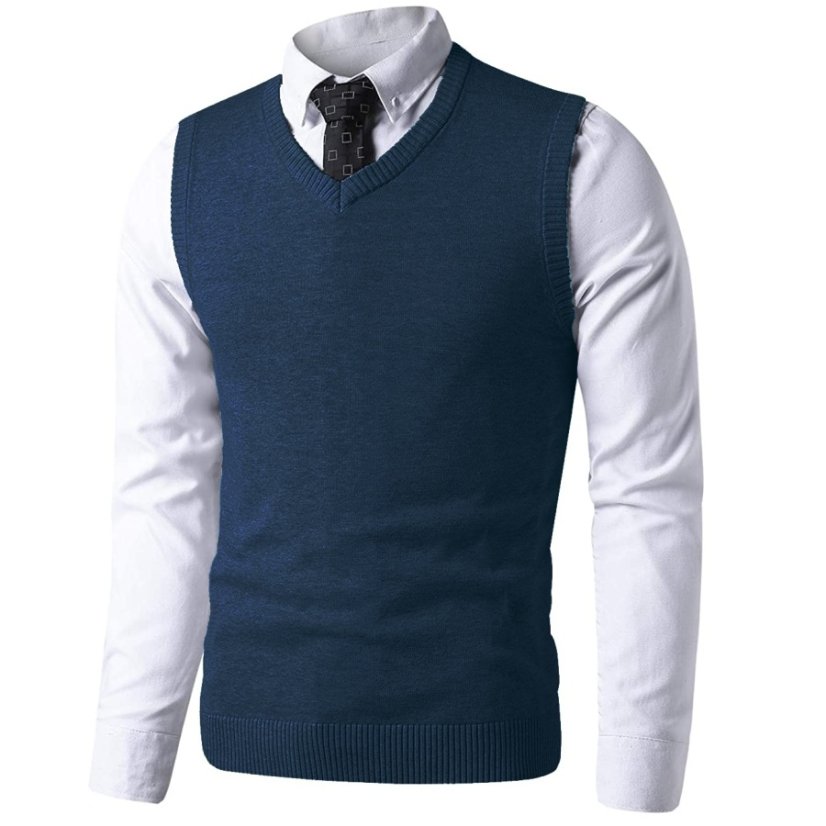 Pánska pletená vesta 44969 modrá